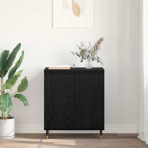 vidaXL Credenza Rovere Nero 60 x 35 x 70 cm Legno multistrato