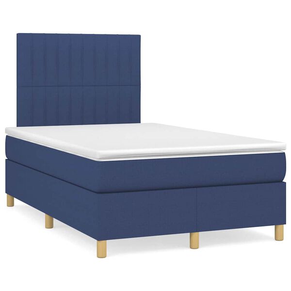 vidaXL Letto a Molle con Materasso e LED Blu 120x190 cm in Tessuto