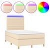 vidaXL Letto a Molle con Materasso e LED Crema 120x190 cm in Tessuto
