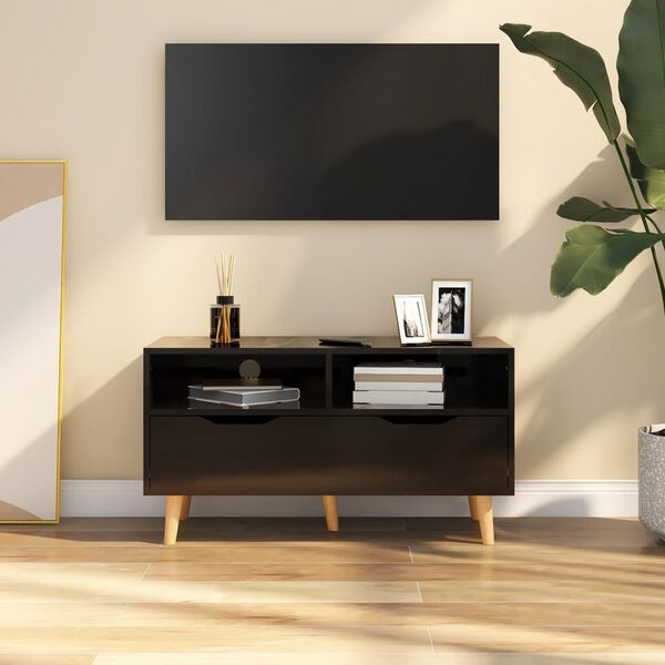 vidaXL Mobile Porta TV Nero Lucido 90x40x48,5 cm Legno Multistrato