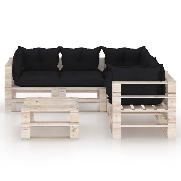 vidaXL Set Divani da Giardino Pallet 6 pz con Cuscini in Legno di Pino