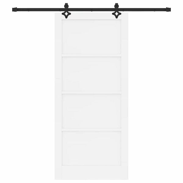 vidaXL Porta scorrevole Bianco e Nero 93 x 211 cm Pino massello