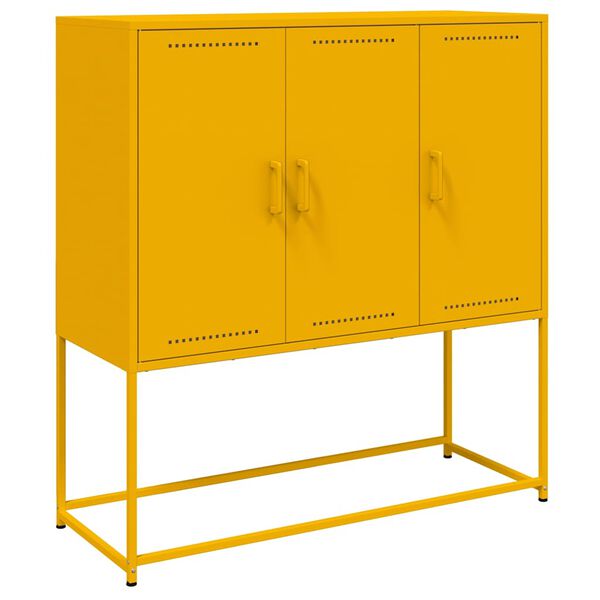 vidaXL Credenza Giallo Senape 100,5x39x107 cm in Acciaio
