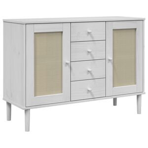 vidaXL Credenza SENJA Aspetto Rattan Bianco 112x40x80 cm Massello Pino