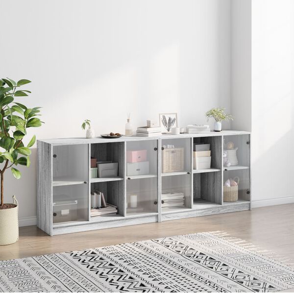 vidaXL Libreria con Ante Grigio Sonoma 204x37x75 cm Legno Multistrato