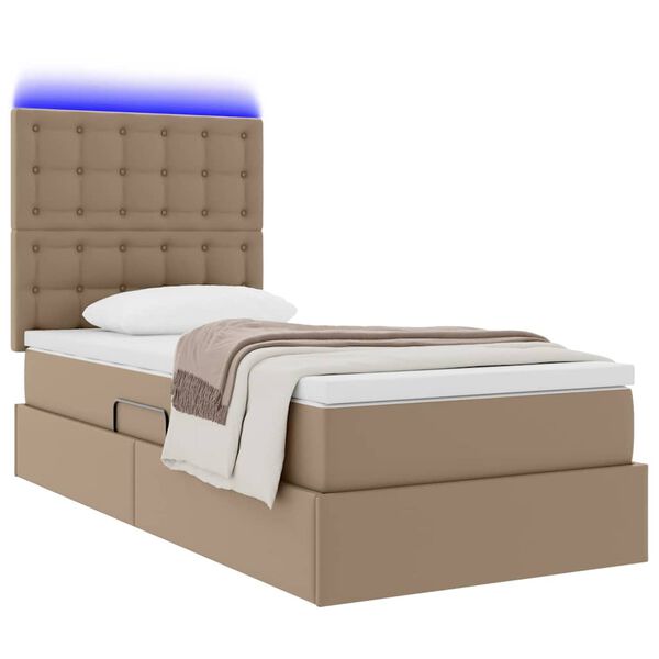 vidaXL Letto con contenitore e LED con led Cappuccino 90 x 200 cm