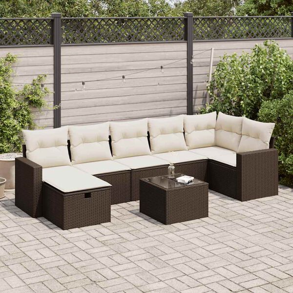 vidaXL Set Divani da Giardino 8 pz con Cuscini Marrone in Polyrattan