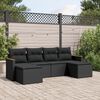 vidaXL Set Divano da Giardino 6 pz con Cuscini Nero in Polyrattan