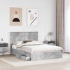 vidaXL Letto con Contenitore con testiera Grigio cemento 150 x 200 cm