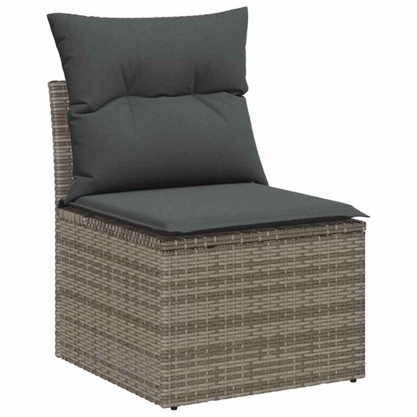 vidaXL Set di divani con cuscino 10 pcs Grigio polyrattan