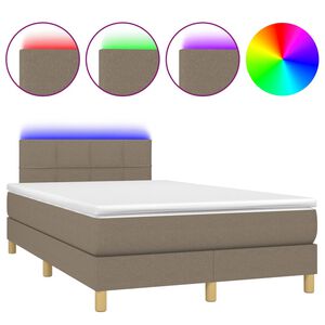 vidaXL Letto a Molle con Materasso e LED Tortora 120x200cm in Tessuto