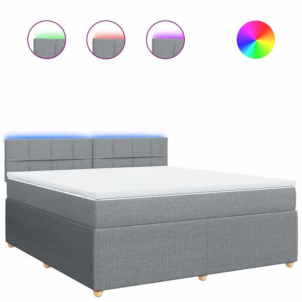 vidaXL Giroletto a Molle con Materasso Grigio Chiaro180x200 cm Tessuto