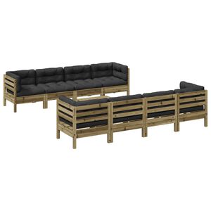 vidaXL Set Divani da Giardino 9pz con Cuscini Legno Impregnato di Pino