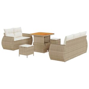 vidaXL Set Divano da Giardino 8 pcs Beige e Crema polyrattan