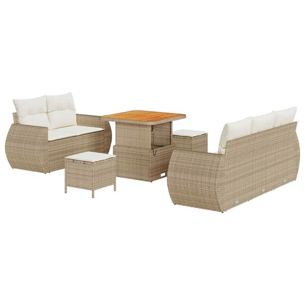 vidaXL Set Divano da Giardino 8 pcs Beige e Crema polyrattan