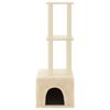 vidaXL Albero per Gatti con Tiragraffi in Sisal Crema 133,5 cm