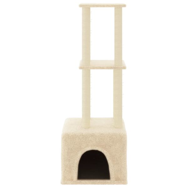 vidaXL Albero per Gatti con Tiragraffi in Sisal Crema 133,5 cm
