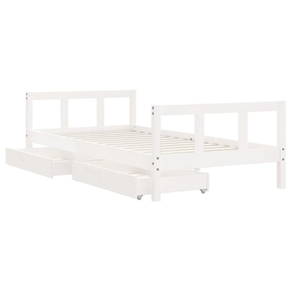 vidaXL Giroletto Bambini con Cassetti Bianco 90x190 cm Massello Pino