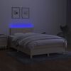 vidaXL Letto a Molle con Materasso e LED Crema 120x200cm in Tessuto
