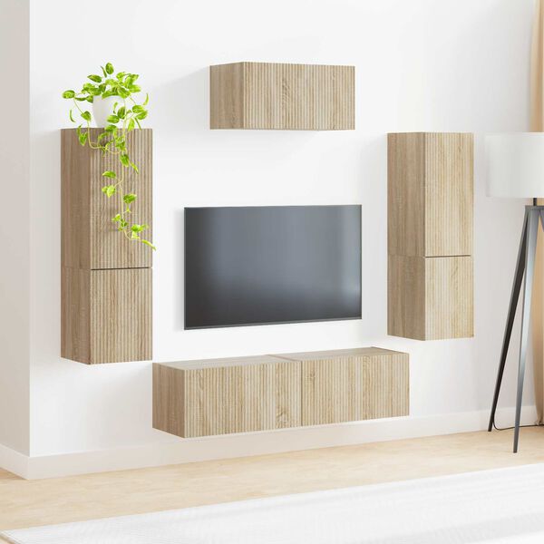 vidaXL Set mobile TV 4 pcs Rovere Sonoma Legno multistrato