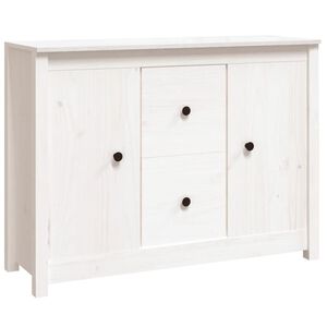 vidaXL Credenza Bianca 100x35x74 cm in Legno Massello di Pino