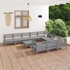 vidaXL Set Salotto da Giardino 11 pz in Legno Massello di Pino Grigio