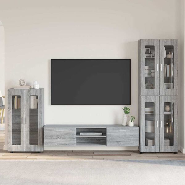 vidaXL Set mobile TV con porta FLORIN Grigio Sonoma Legno multistrato