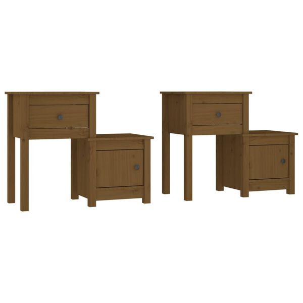 vidaXL Comodini 2 pz ambra 79,5x38x65,5 cm in Legno Massello di Pino