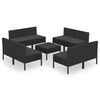 vidaXL Set Divani da Giardino 9 pz con Cuscini in Polyrattan Nero