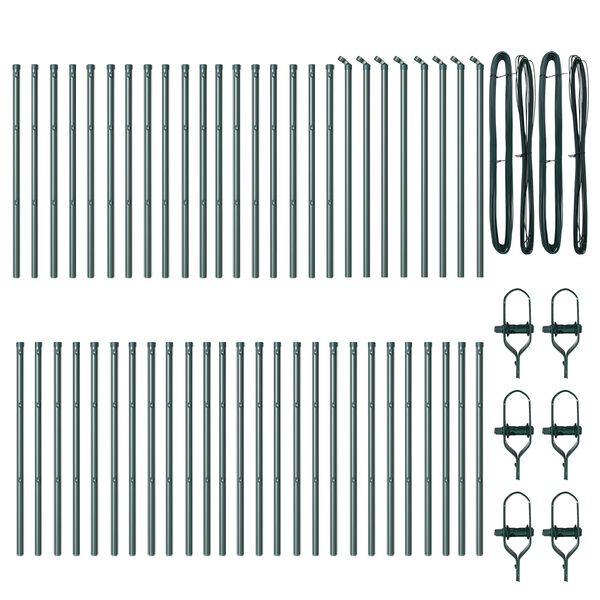 vidaXL Palo della recinzione 52 pcs Verde 3,2 x 3,2 x 100 cm Acciaio
