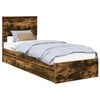 vidaXL Letto con Contenitore con cassetto Rovere fum&eacute; 75 x 190 cm