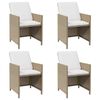 vidaXL Sedie da Pranzo da Giardino con Cuscini 4 pz Beige Polyrattan