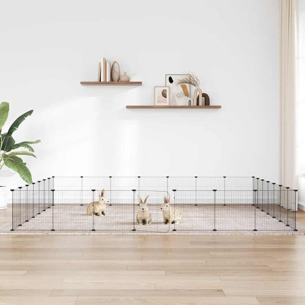 vidaXL Gabbia per Animali 28 Pannelli con Porta Nero 35x35 cm Acciaio