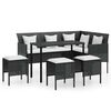 vidaXL Set Divano a L con Cuscini 5 pz Nero in Polyrattan
