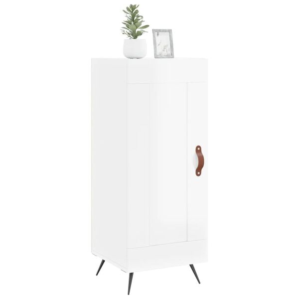 vidaXL Credenza Bianco Lucido 34,5x34x90 cm in Legno Multistrato