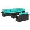 vidaXL Set Divani da Giardino 9 pz con Cuscini Nero in Polyrattan