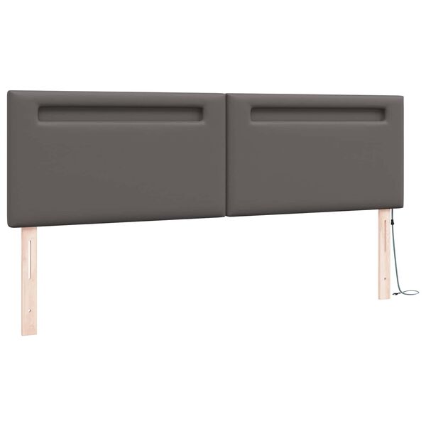 vidaXL Testiera LED Grigio 180 cm Pelle Sintetica