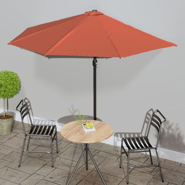 vidaXL Ombrellone Palo in Alluminio Terracotta 300x155x223 cm a Met&agrave;