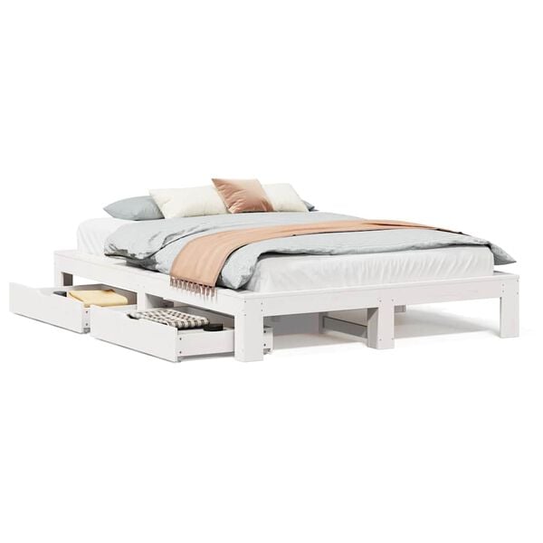 vidaXL Letto senza Materasso Bianco 150x200 cm Legno Massello di Pino