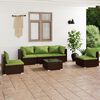 vidaXL Set Divani da Giardino 6 pz con Cuscini in Polyrattan Marrone