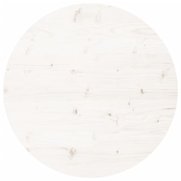 vidaXL Piano Tavolo Rotondo Bianco &Oslash;90x3 cm in Legno Massello di Pino