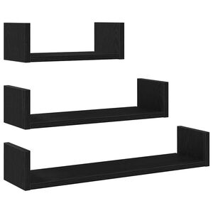 vidaXL Mensole Parete 3pz Rovere Nero in Legno Multistrato