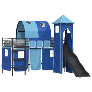 vidaXL Struttura del letto loft per bambini Nero e Blu 74,5 x 190 cm