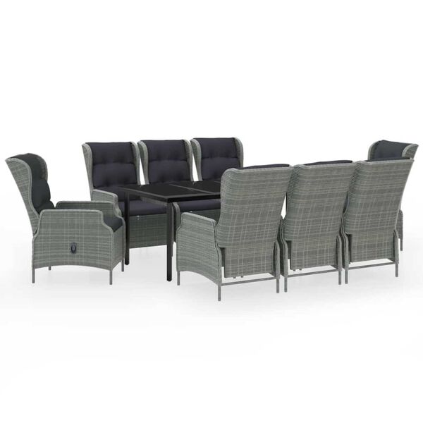 vidaXL Set da Pranzo da Giardino 9 pz Grigio Chiaro