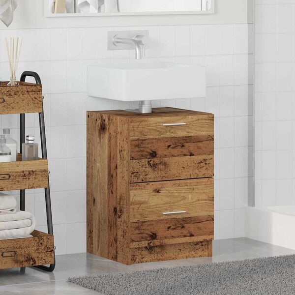 vidaXL Mobile da Bagno Legno vecchio 40 x 37 x 59 cm Legno multistrato