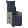 vidaXL Sedia da giardino reclinabile con cuscini grigia in polyrattan