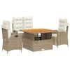 vidaXL Set da Pranzo da Giardino 4 pz con Cuscini Beige in Polyrattan