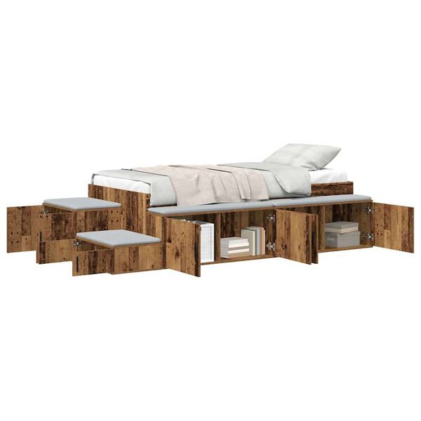 vidaXL Struttura letto con contenitore Legno vecchio 90 cm