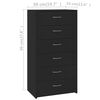 vidaXL Credenza con 6 Cassetti Nera 50x34x96 cm in Legno Multistrato