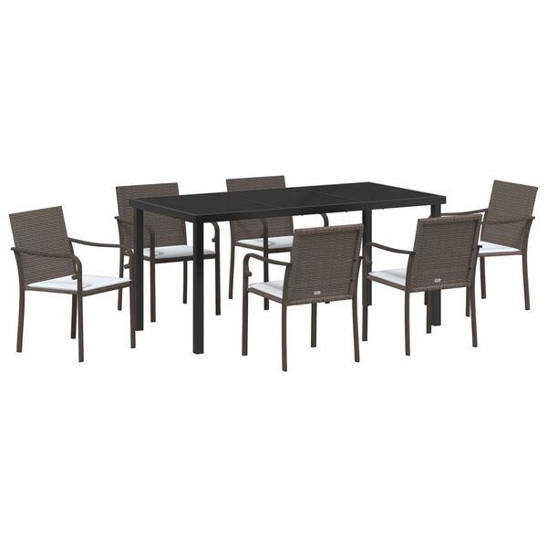 vidaXL Set da Pranzo per Giardino 7 pcs Marrone Poly Rattan